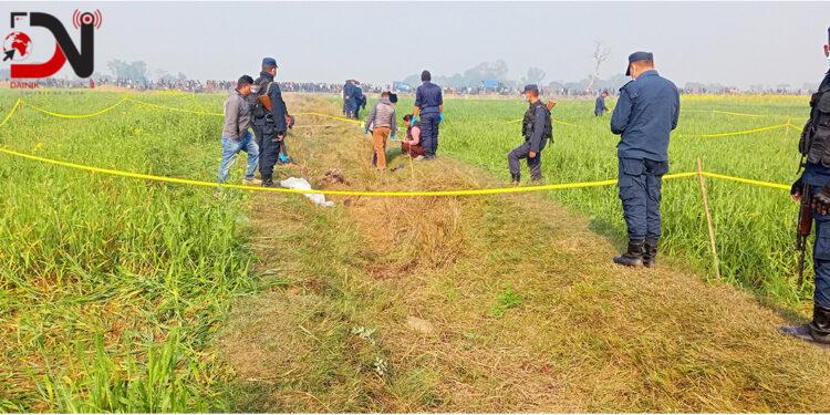 पिपरीदेखि दक्षिणतर्फ हत्या गरी जलाएर गाडिएको अवस्थामा पुरुषको शव फेला