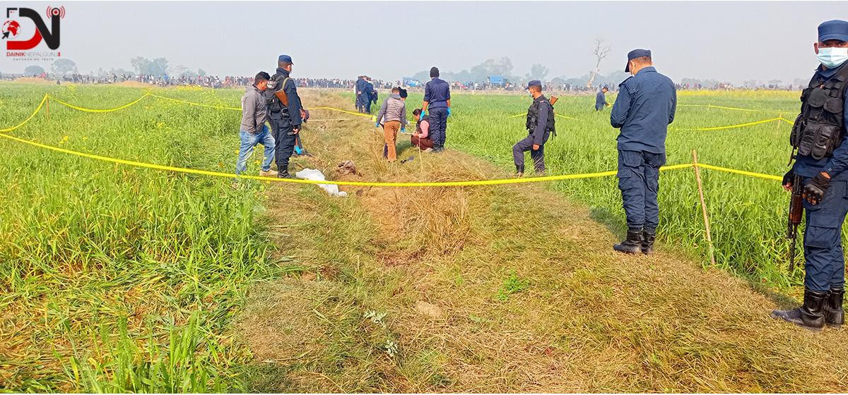 पिपरीदेखि दक्षिणतर्फ हत्या गरी जलाएर गाडिएको अवस्थामा पुरुषको शव फेला