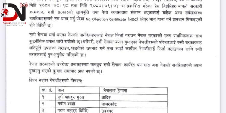 बाँकेका सञ्जयसहित रुसी सेनामा थप सातजना नेपालीको मृत्यु
