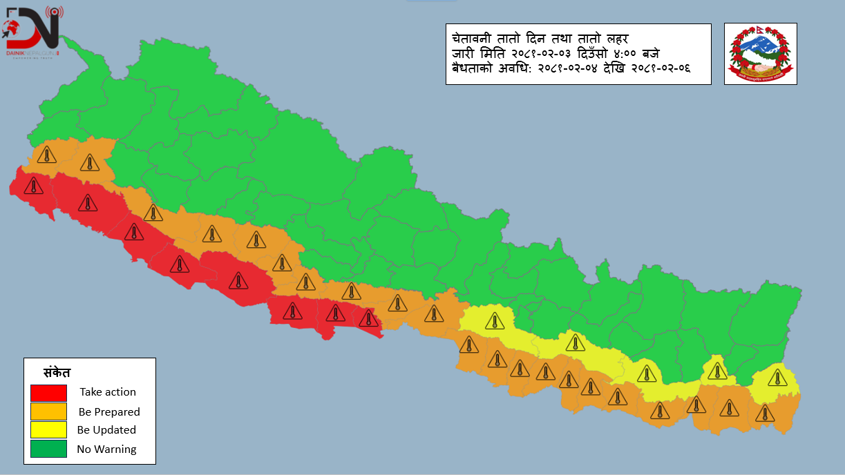 आगामी दुई दिन गर्मी बढ्ने, सावधानी अपनाउन आग्रह