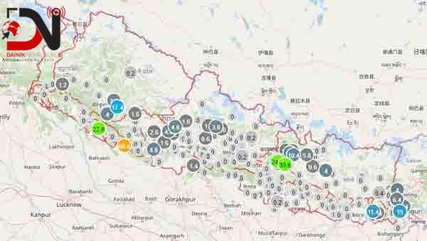 कर्णाली प्रदेशका केही स्थानमा आज राति अधिक वर्षा हुने