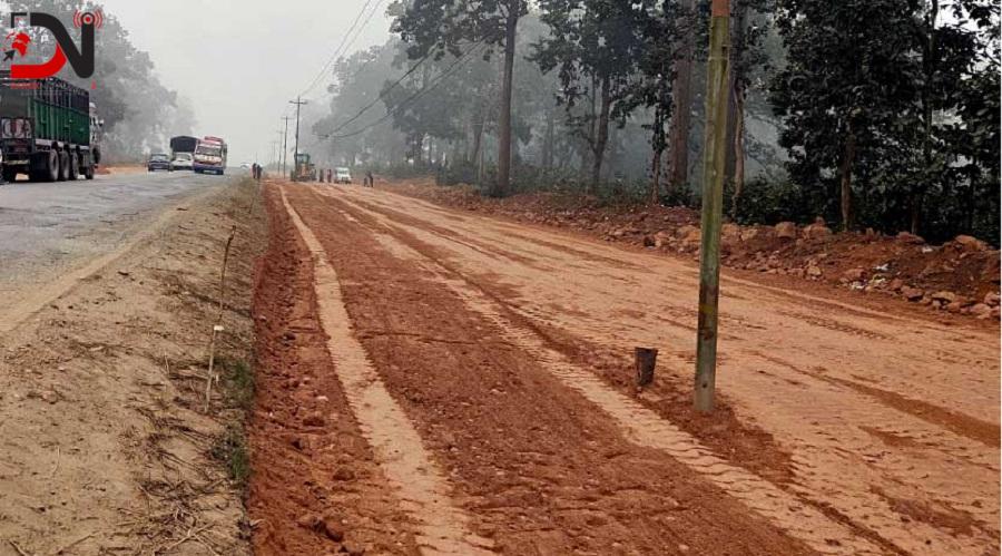 नारायणगढ–बुटवल सडक : वर्षाका कारण विस्तारको काम रोकियो