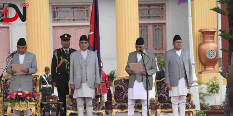 नवनियुक्त प्रधानमन्त्री ओलीद्वारा शपथ ग्रहण