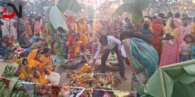 बाँकेमा छठ, अस्ताउँदो सुर्यलाई अर्घ दिन बागेश्वरी मन्दिरमा घुइँचो