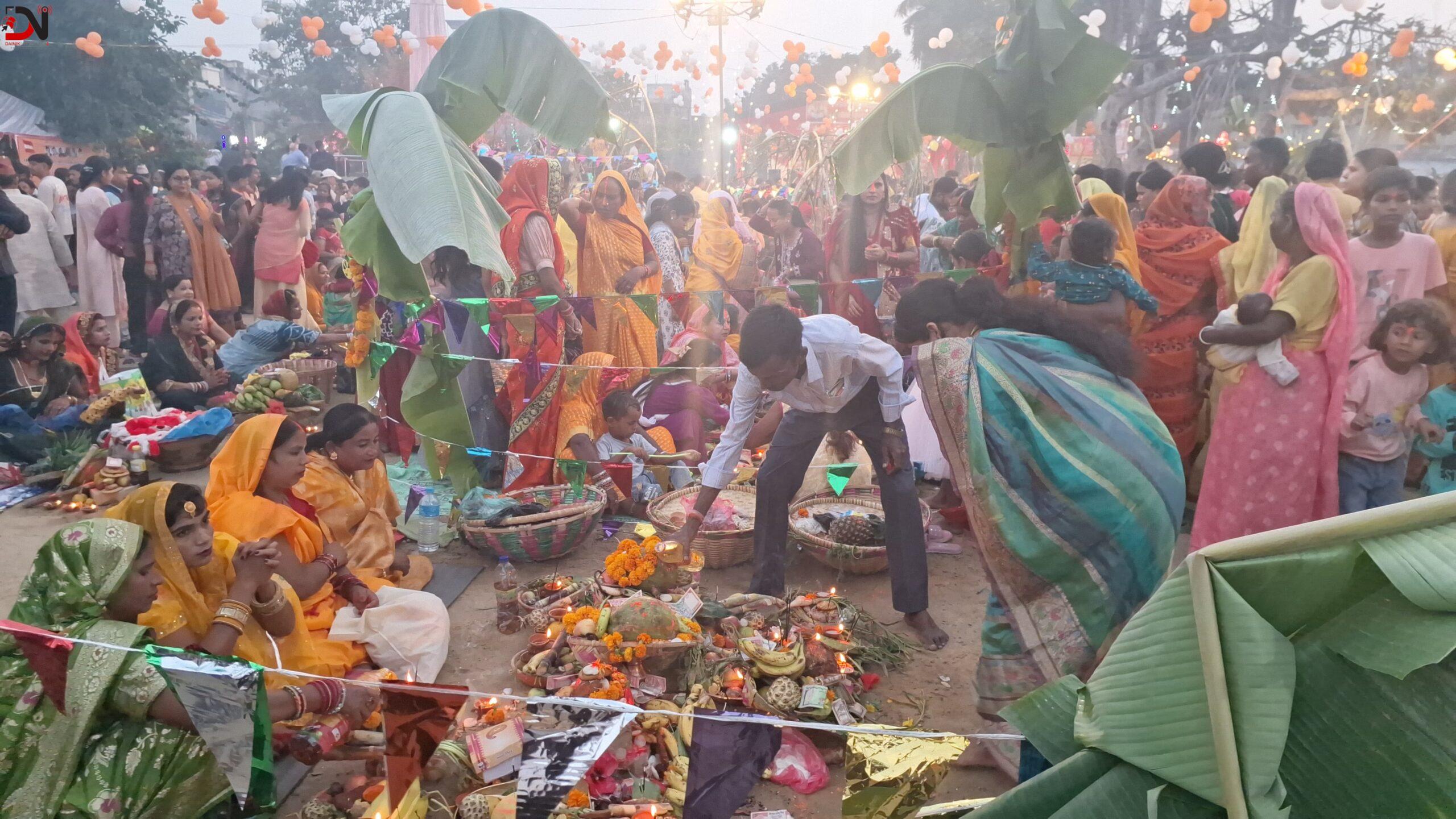 बाँकेमा छठ, अस्ताउँदो सुर्यलाई अर्घ दिन बागेश्वरी मन्दिरमा घुइँचो