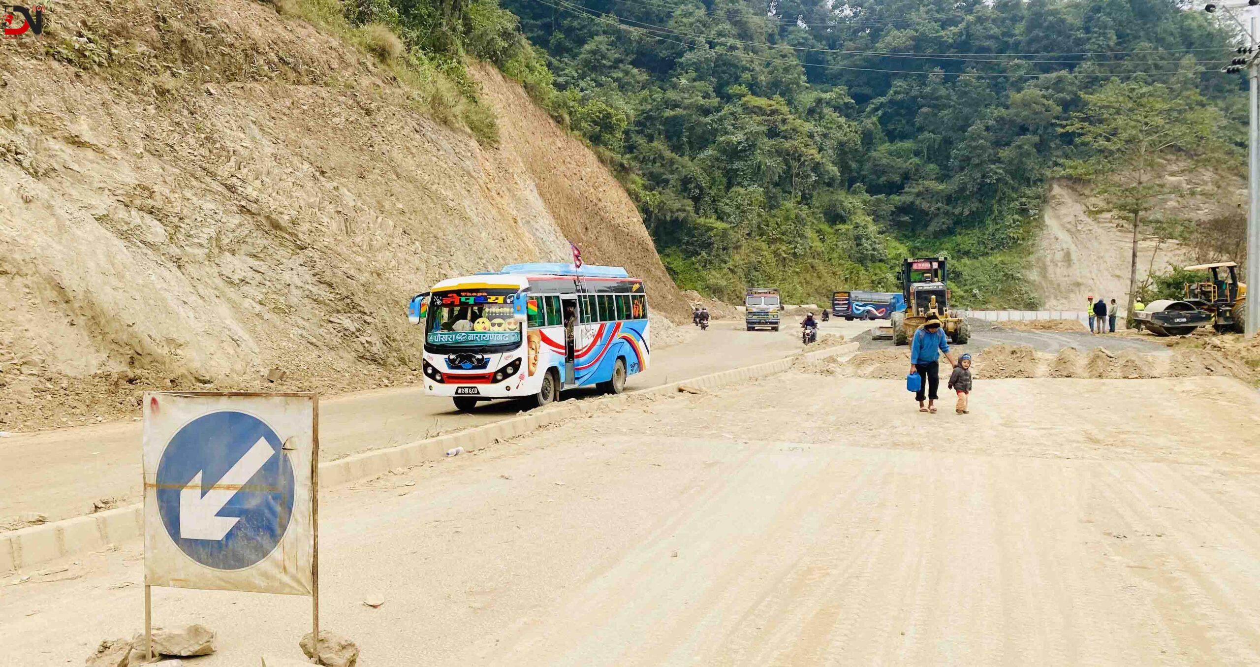 पोखरा–मुग्लिन सडक निर्माण कछुवा गतिमा