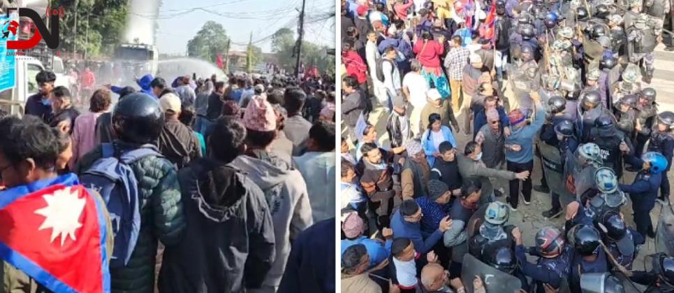 रास्वपा कार्याकर्ता र प्रहरीबीच झडप, आठजना घाइते