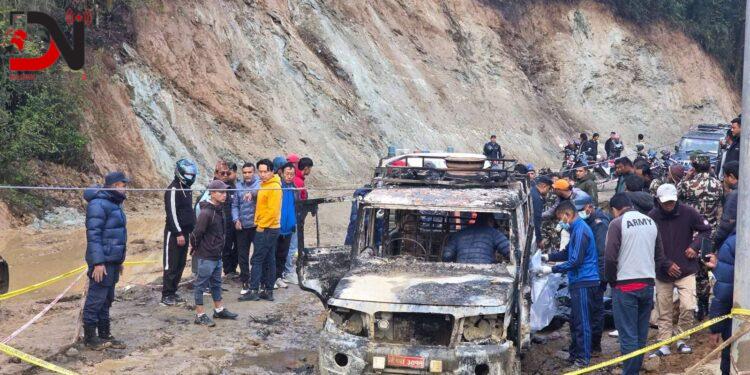 ताप्लेजुङमा बलेरो गाडीमा आगलागी, चारको मृत्यु, दुई जना घाइते