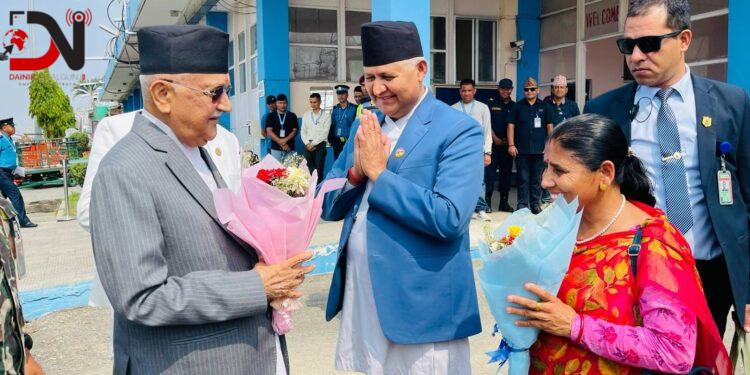 प्रधानमन्त्री ओली लुम्बिनीमा, मुख्यमन्त्री आचार्य द्वारा स्वागत