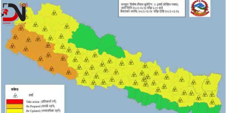 शनिबार साँझदेखि देशका विभिन्न क्षेत्रमा भारी वर्षा