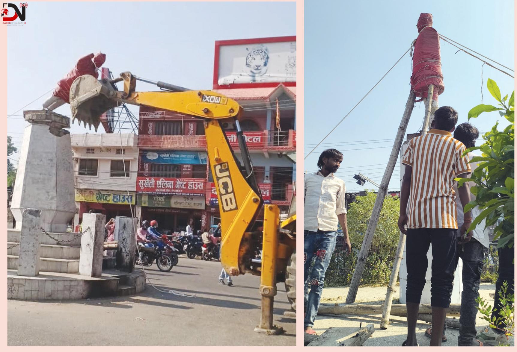 नेपालगन्जका चोकमा उठाइए शालिक