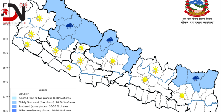 तराईमा हुस्सुको प्रभाव, उच्च पहाडी क्षेत्रमा हल्का वर्षा र हिमपातको सम्भावना