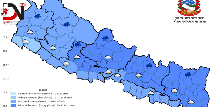 कोशीमा भारी वर्षाको सम्भावना, चार दिनभित्र देशभर मनसुन फैलिने