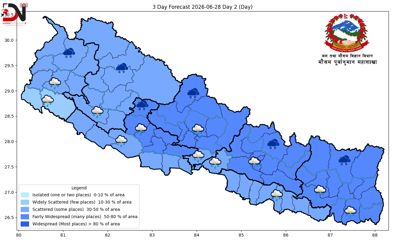 कोशीमा भारी वर्षाको सम्भावना, चार दिनभित्र देशभर मनसुन फैलिने