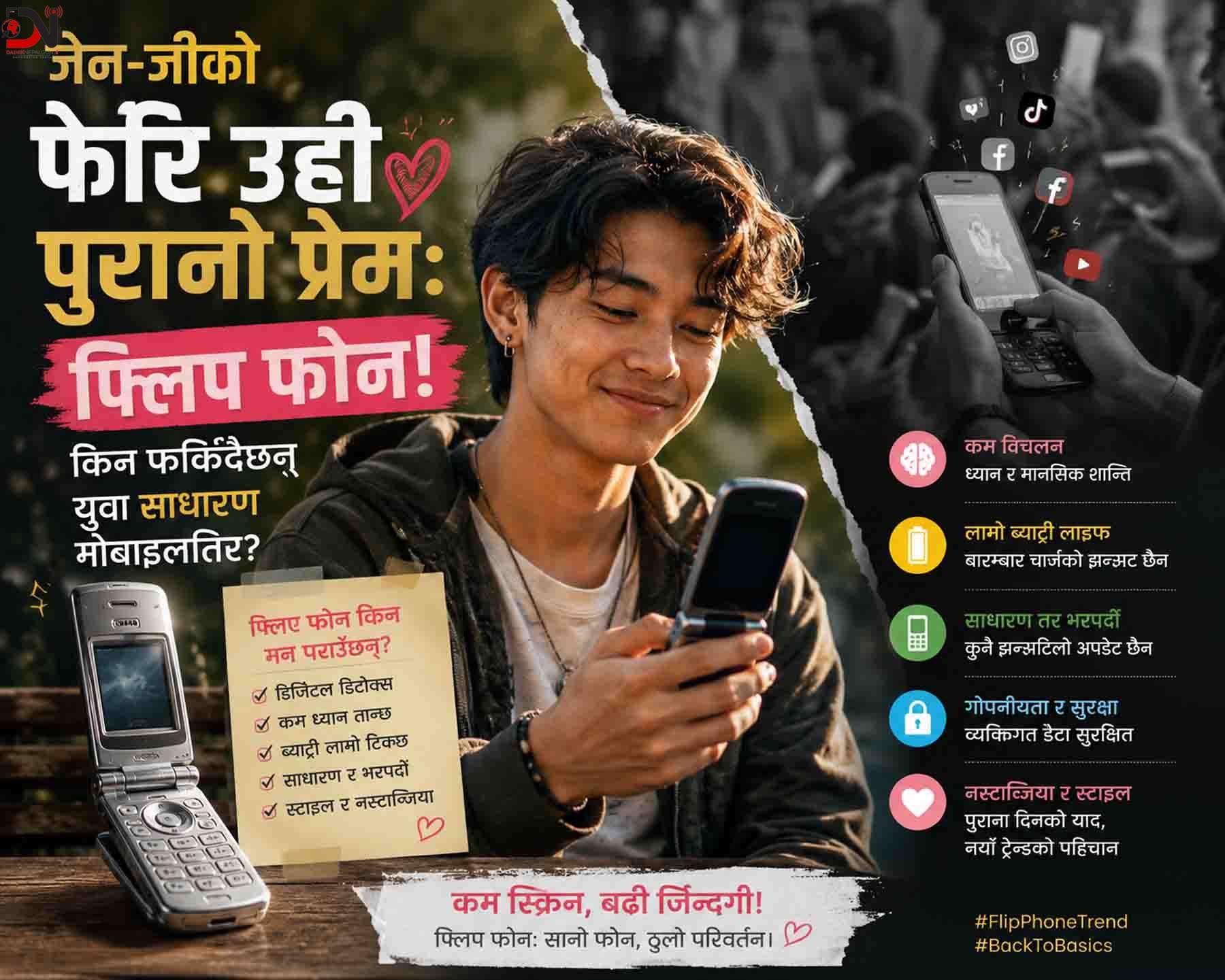 जेनजीको फेरि उही पुरानो प्रेम: फ्लिप फोन! किन फर्किंदैछन् युवा साधारण मोबाइल तिर ?